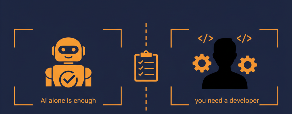 AI alone vs. hiring a developer - decision comparison